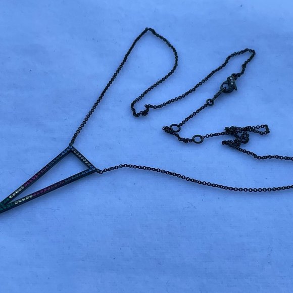 Nadri Necklaces Hematite tone cubic zirconia Trian - Picture 9 of 15